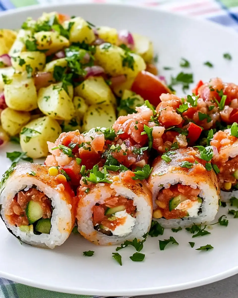 Salsa-Röllchen mit Sommer-Kartoffelsalat: A Fresh, Fun Delight