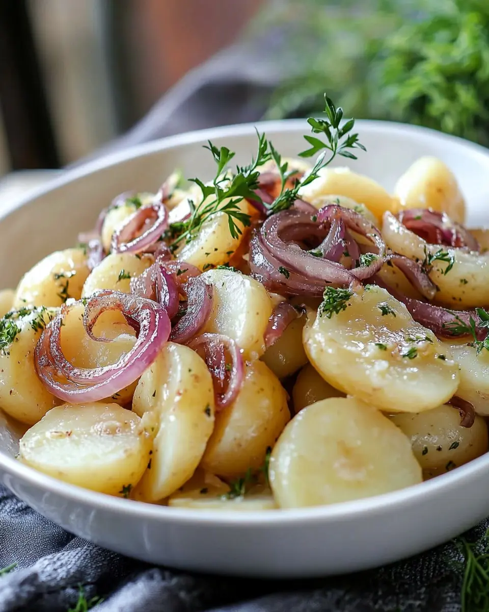 Klassischer Kartoffelsalat mit Karamellisierten Zwiebeln: Best Ever!