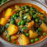 Veganes Kartoffelcurry mit Spinat & Erbsen First Image First Image