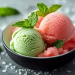 Frisches Minz-Eis mit gesalzener Wassermelonen-Granita First Image First Image