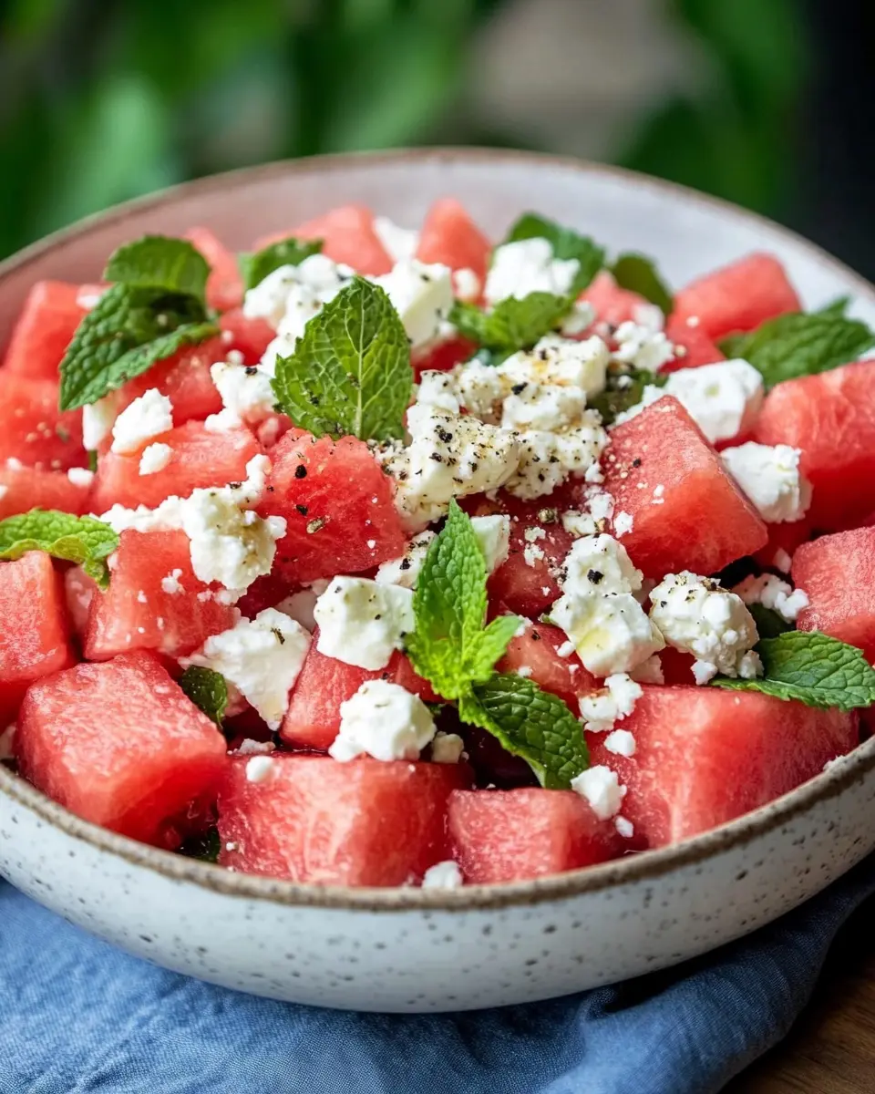 Wassermelonen-Feta-Salat mit Minze: Juicy & Refreshing Delight