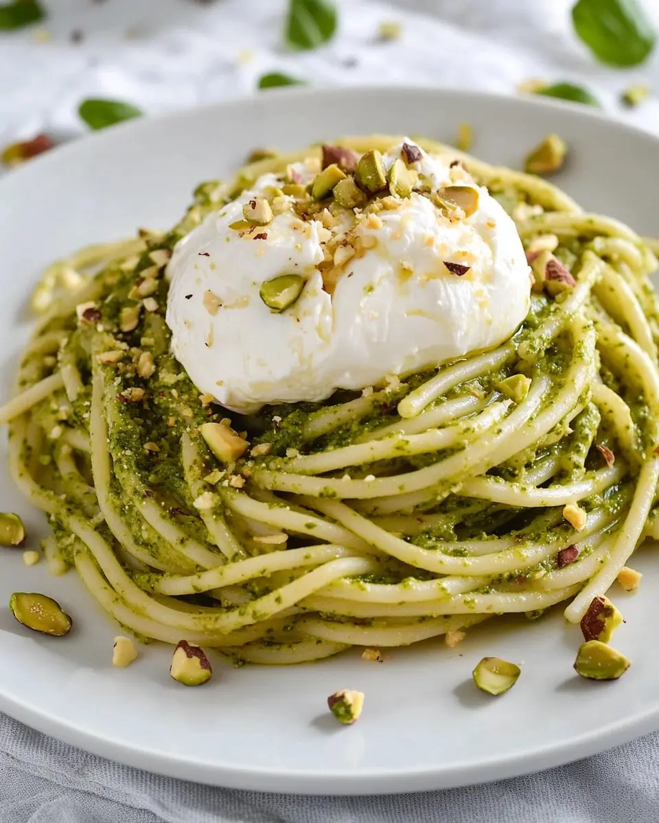 Pistazien-Pesto Pasta mit Burrata: Indulgent and Creamy Bliss
