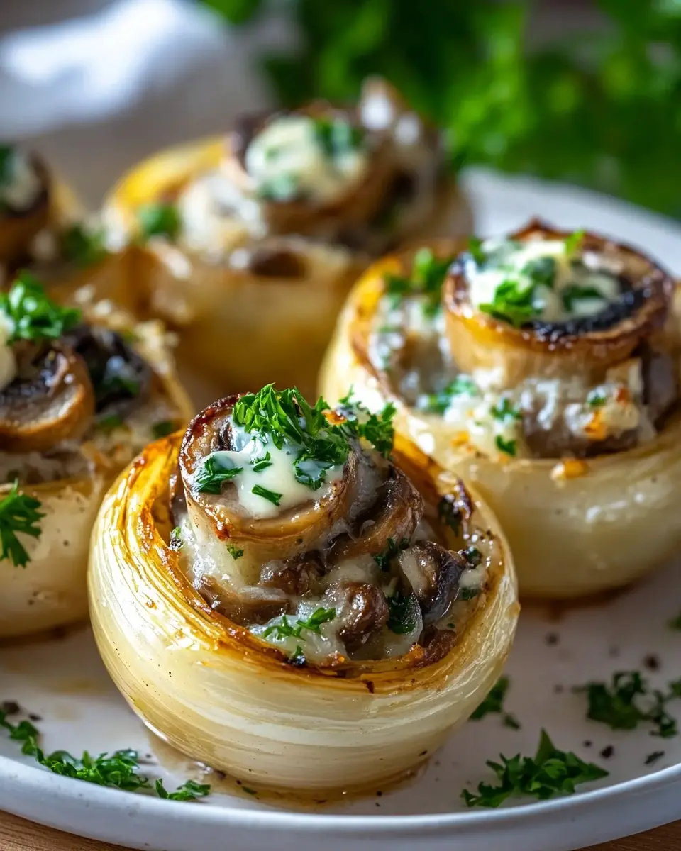 Zwiebelträume mit Pilzrahmfüllung und Petersilienbutter: Indulge in Comfort!