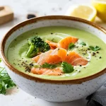 Brokkolicremesuppe mit Lachsstreifen First Image First Image