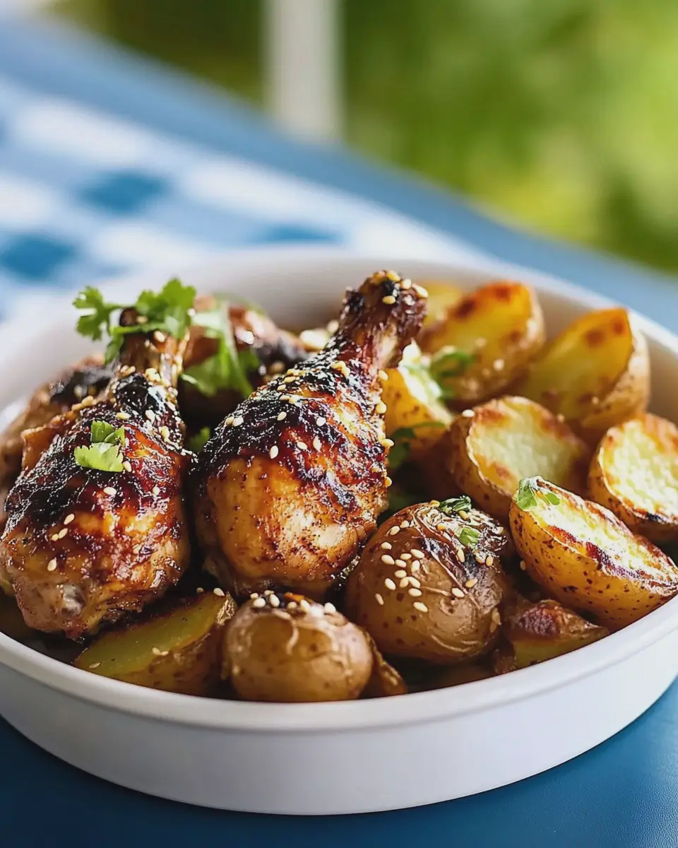 Marinierte Hähnchenunterkeulen: Juicy Flavor with Sesame Potatoes