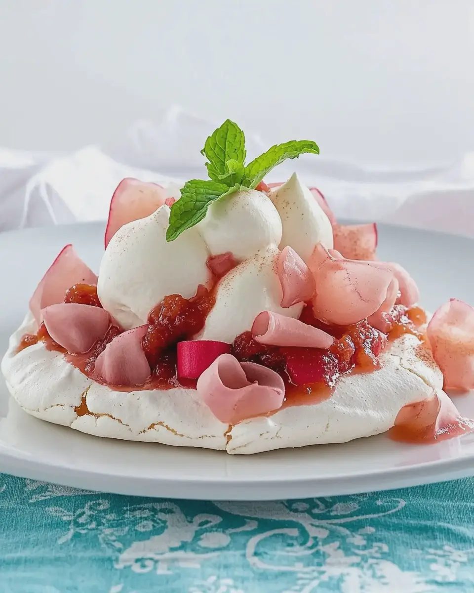 Pavlova mit Rhabarberkompott: Indulge in Heavenly Flavors