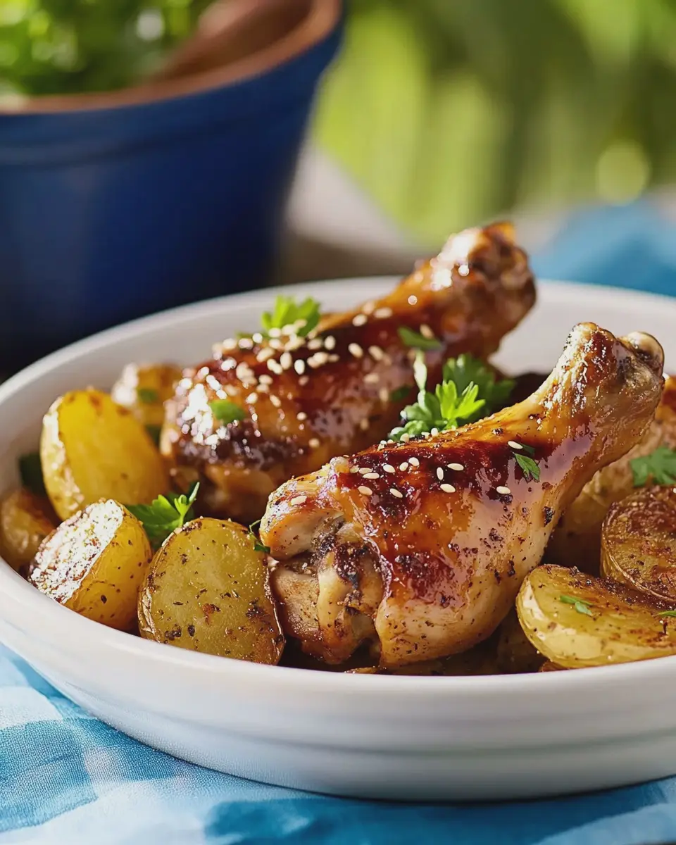 Marinierte Hähnchenunterkeulen: Juicy Flavor with Sesame Potatoes