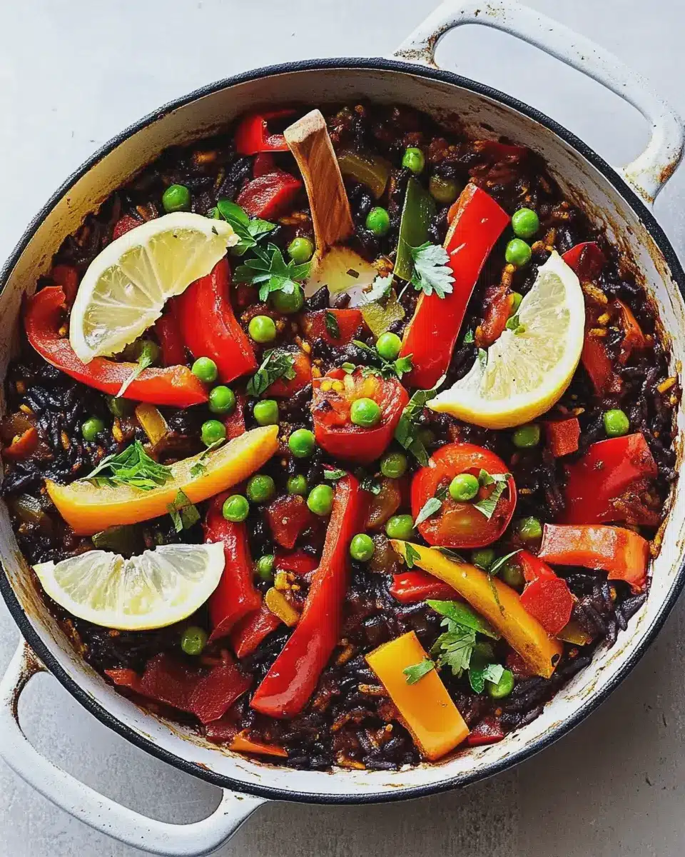 Paella de Verduras: A Bold Twist with Black Rice Bliss