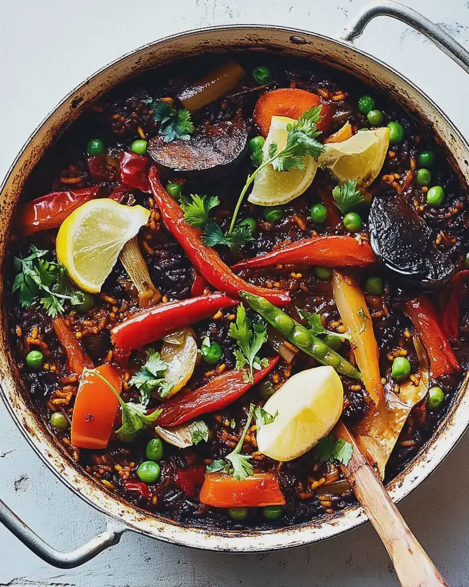 Paella de Verduras: A Bold Twist with Black Rice Bliss