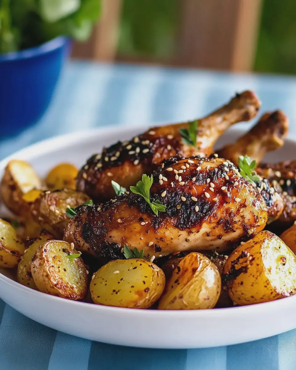 Marinierte Hähnchenunterkeulen: Juicy Flavor with Sesame Potatoes